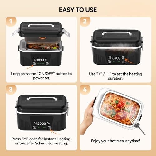 DOLOPL Cordless Electric Lunch Box for Adults, Portable Rechargeable Heated Lunch Box with Scheduled Heating, 6-Cup Leak-Proof Design, Bonus Ice Pack & Insulated Bag for Work, Travel, Office - Thumbnail 6