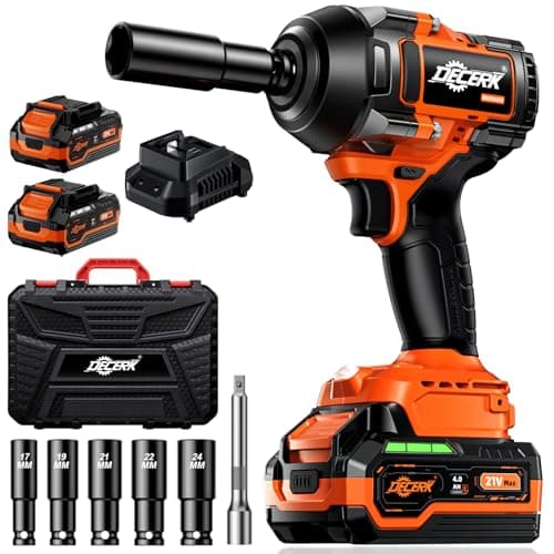 DECERK 900Nm High-Torque Impact Wrench - Covers 94% of OEM Torque Specs for Trucks, SUVs & Farm Equipment [4000mAh Dual Batteries] [1/2 Inch Driver] [21V MAX] Brushless, Cordless, Electric, Power,Gun - Image 1