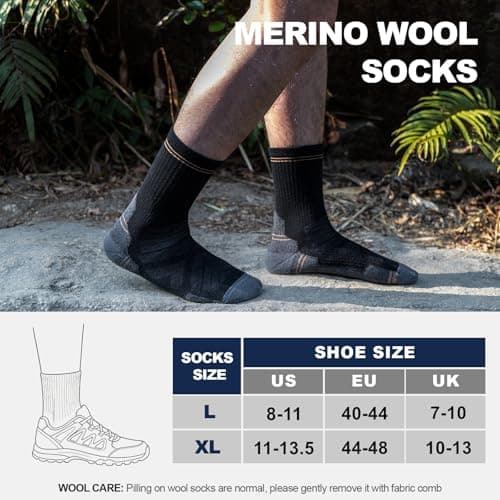BISOUSOX Thin Merino Wool Socks for Men, 70% Premium Wool Crew Dress & Light Hiking Socks, Moisture Wicking, 3 Pairs - Thumbnail 5