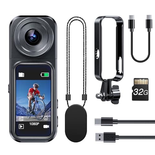 BOBLOV Mini Body Camera with 32GB Card, Thumb-Size Wearable Camera with Touch Screen & Rotating Lens, Magnetic Mount for Hands-Free Recording, Portable Action Camera for Work Travel Vlogging, W2