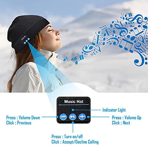 Gifts for Men, LED Bluetooth Beanie Hat, Anniversary Birthday Gift for Men Dad Him Husband Grandpa, Mens Gift for Camping Hiking Accessories Cool Gadgets Black - Thumbnail 5