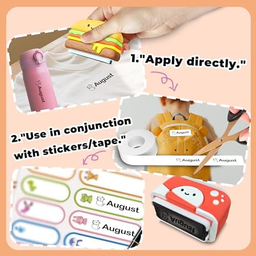 Waterproof Custom Name Stamp for Kids Clothing – Personalized Permanent Stamps for Child’s Clothes, Baby Name Label for School, Daycare & Camping – Safe, Durable & Easy to Use. - Thumbnail 2