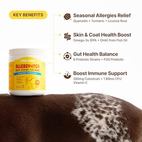 PENPEN Dog Allergy Chews - Anti-Itch & Itchy Skin Support for Dogs, Probiotics & Omega 3 (Fish Oil) for Immune & Gut Health - Salmon Flavor - 180 Soft Chews - Thumbnail 3