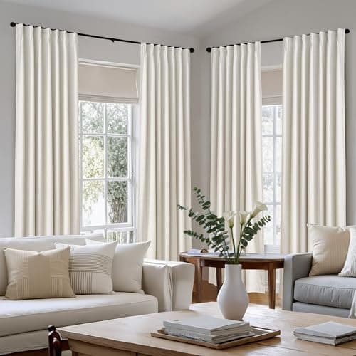 NICETOWN PRO 100% Blackout Pinch Pleated Curtains 96 inches Long 2 Panels Set, Linen Blend Thermal Drapes Window Treatments for Living Room/Bedroom, W40 x L96 - Thumbnail 2