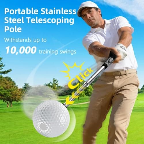 Hibijou Kids Golf Swing Trainer Toy for Backyard & Indoor Play – Retractable Golf Practice Stick with Click Sound, Fun Tempo Training Game for Boys Girls Ages 6+, Beginner Friendly Golf Training Aid - Thumbnail 6