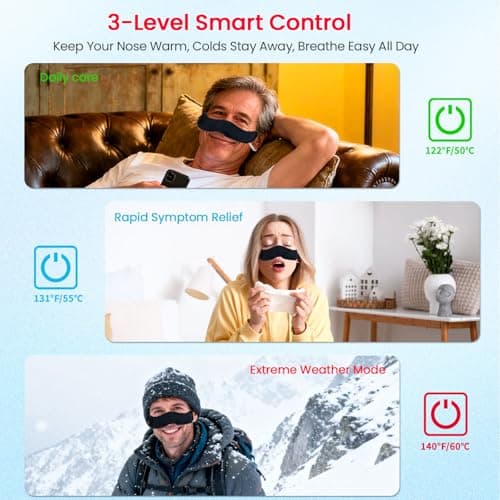 Red Light Therapy for Nose Warmer, Heated Nasal Mask,Nasal Soothing Device,Heating Winter Nose Warmer Cover Men Women Cold Weather Outdoor Activities - Thumbnail 3