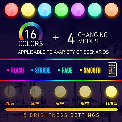 Pool Toys - LED Beach Ball with Remote Control - 16 Colors Lights and 4 Light Modes, 100ft Control Distance - Outdoor Beach Party Games for Kids Adults, Pool Patio Garden Decorations (1PCS). - Thumbnail 3