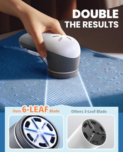 POPCHOSE Fabric Shaver, Lint Shaver for Clothing, Electric Lint Remover with 6-Leaf Blades, Sweater Shavers to Remove Pilling, Clothes Shaver for Couch, Furniture, Fuzz, Lint Ball, USB Rechargeable - Thumbnail 2