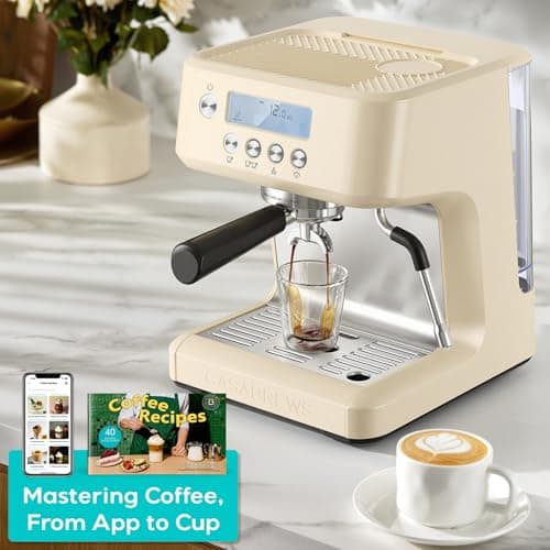 CASABREWS Ultra Espresso Machine with LCD Display, 20 Bar Espresso Maker with Powerful Milk Frother, Customizable Brewing Temperature, Barista-Level Latte and Cappuccino Machine for Home, Creamy - Thumbnail 2