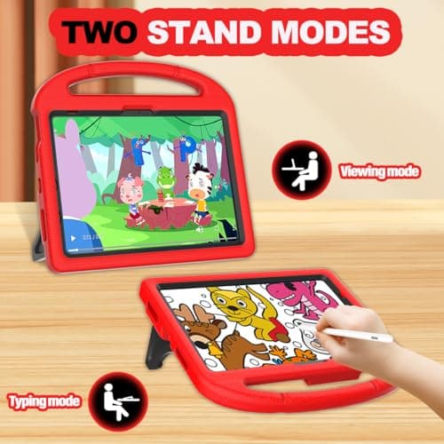 YIHE Kids Case for iPad A16 11th Generation (11" 2025) & 10th Gen (10.9" 2022) | Shockproof Tablet Cover with Built-in Screen Protector & Pencil Holder for iPad 10.9/11 Inch, Red Black - Thumbnail 5