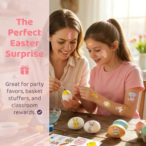 GgXanthyll Easter Temporary Tattoos,150 PCS, Easter Basket Stuffers, Party Favors, Waterproof, Non-Candy Party Favors Gifts - Thumbnail 6