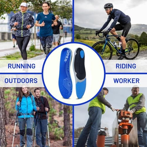 ORHILYA 240lbs+ Plantar Fasciitis Pain Relief Insole Men Arch Support Orthotic Insert Men Women,Comfort Heel Pain Flat Feet Work Boot Shoes Insole Standing All Day Size 12, 305MM - Thumbnail 4