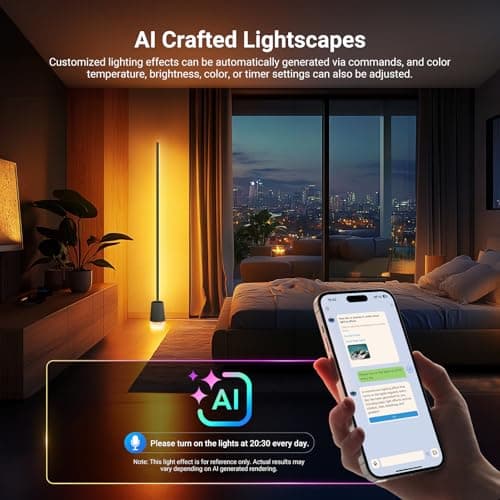 NEEWER NF06 Smart LED Floor Lamp, 1500lm RGBCW Standing Corner Light, Compatible with Google Assistant Alexa, APP/AI Design/Music Sync/16 Million Color Ambient Lighting, Living Room Bedroom Home Decor - Thumbnail 3