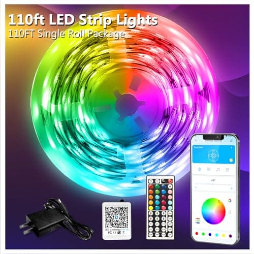 DAYBETTER LED Strip Lights 110ft, Smart Lighting Strips with App Remote Control, RGB Music Sync Color Changing Lights for Bedroom Kitchen Party Home Decor Luces led para cuarto (1 Roll) - Thumbnail 5