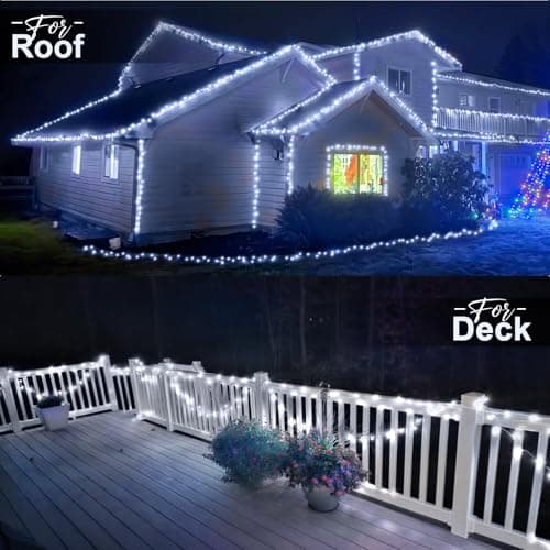 KNONEW 403FT 1000 LED Christmas Lights Outdoor String Light 8 Modes & Timer Fairy Lighting Plug in Waterproof for Xmas Yard Tree Wedding Party Holiday Decorations (Cool White) - Thumbnail 2