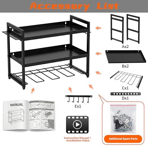 LylovolJovo Tool Organizer–drill rack-Wall Mounted–3-Tier–66 lb Capacity–Suitable for Cordless Tool Storage - Thumbnail 5