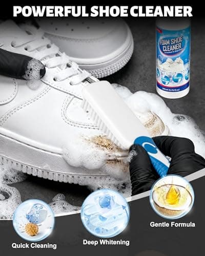 Jevvu Shoe Cleaner Kit, 2-in-1 Shoe Cleaner & Shoe Protector Spray for White Shoes, Removes and Resists Stains - Thumbnail 2