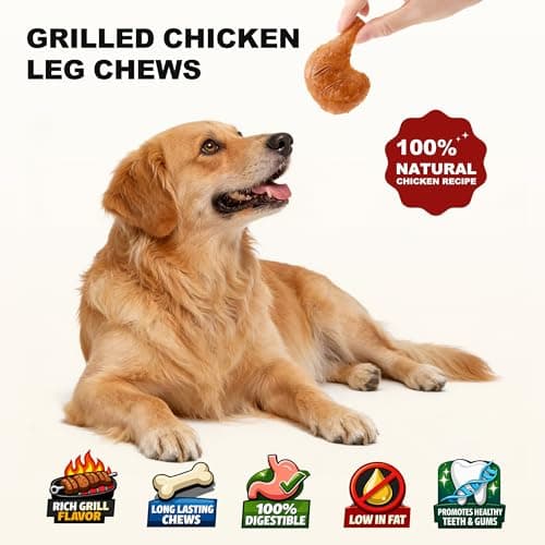 PETPHABET Rawhide Free Dog Chew Bones - 11 Count Grilled Chicken Leg Dog Chews for Small Medium Breeds, Healthy Puppy Treats for Training & Teething, Made with Real Chicken, Natural Smoky Flavor - Thumbnail 2