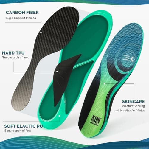 XINIFOOT Carbon Fiber Insole Performance Insoles Shock Absorbing Sport Shoe Insoles for Running, Basketball, Athletics Arch Support Inserts for Hiking Boots or Shoes - Thumbnail 2