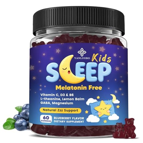 YANLUOBO Kids Sleep Gummies Melatonin Free - with Magnesium Glycinate, Lemon Balm, L-Theanine & GABA - Calming Relaxation, Support Natural Sleep, Quiet Mind - Berry Flavor, Non-Habit Forming - Image 1