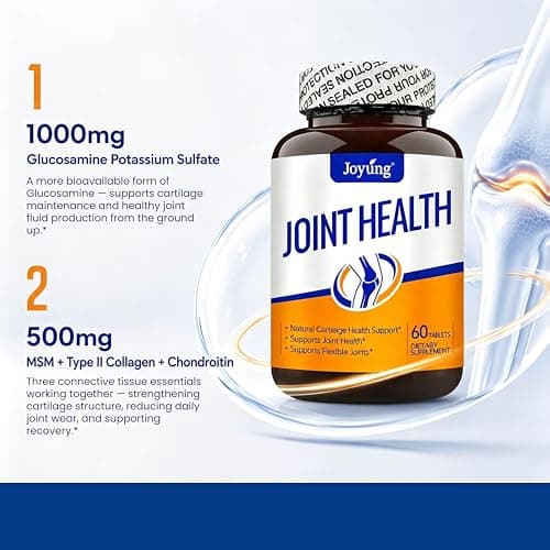 Joyung Joint Health Supplement with 1000mg Glucosamine & 500mg MSM - Advanced Cartilage & Bone Support - Includes Vitamin D3, Manganese & Eggshell Membrane - 60 Tablets - Thumbnail 3