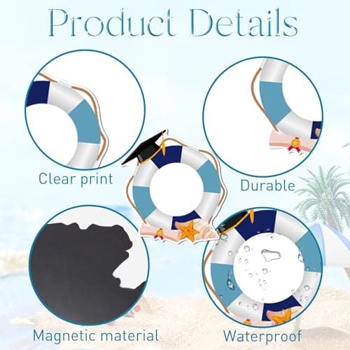 Graduation Cruise Door Decorations Magnetic, 7 Pcs Summer Beach Large Ship Nautical Congrats Grad Cruise Magnets, Magnetic Door Signs for Ship Cabin Decor, with 3 Pcs Pen - Thumbnail 3