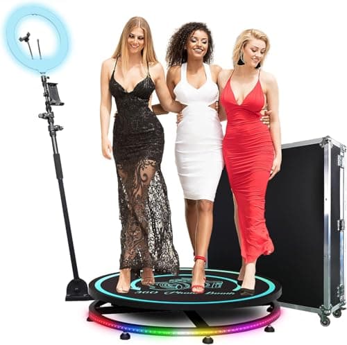 MWE 360 Photo Booth Machine for Parties with Flight Case,Logo Customization,Software APP Remote Automatic 360 Spin Camera Video PhotoBooth 80cm for 3-5 People(31.5"+Flight Case)