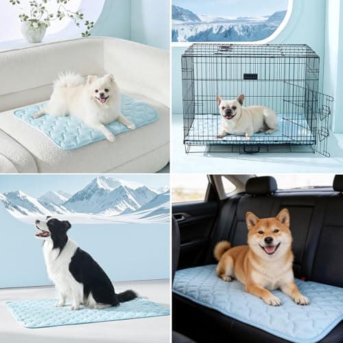 GASUR Cooling Mat for Extra Large Dogs, Q-Max>0.5 Instant Temp Drop Dog Cooling Mats, Cooling Pad for Dog-Summer Indoor Outdoor Travel Use, Snag Resistant，Machine Washable& Anti-Slip,44"X32" Blue - Thumbnail 5
