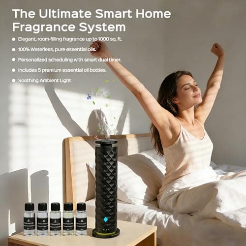 Waterless Scent Diffuser Starter Kit – Remote Control Cold Air Scent Diffuser Oil Machine with 5 Oils 1000 Sq Ft Coverage Quiet Nebulizing Aromatherapy for Home Office Bedroom & Spa - Thumbnail 2