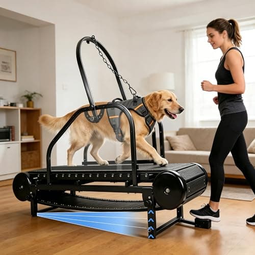 HSAUPI Non-Motorized Dog Treadmill for Large Dogs, Heavy Duty Manual Slatmill with Foot Brake, 18'' Wide Slat Track, Safety Guard, 5-Level Incline, 500 lb Capacity, Ideal for Indoor Exercise