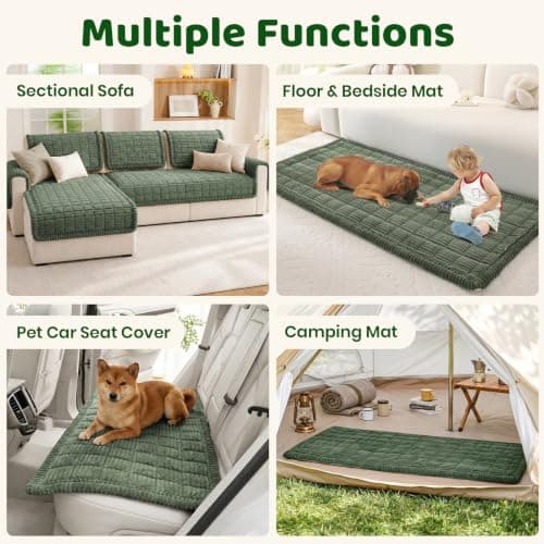 Royhom Couch Cover for Dogs Washable, Soft Thick Pet Couch Covers for Sofa, Pawcart Couch Protector Pet Friendly, Furniture Covers Dog Mat for Couches and Sofas (Green, 35.4 x 82.7 Inch) - Thumbnail 3