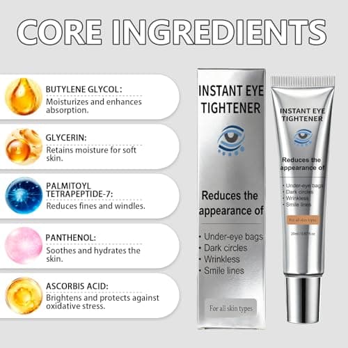 Instant Under Eye Lift Serum - Anti-Aging Formula for Under Bags and Wrinkles, Temporary Eye Tightener Cream Firming Primer Visibly Improves Dark Circles, Fine Lines & Crow's Feet, 1 PC, 0.7 Fl.Oz - Thumbnail 4