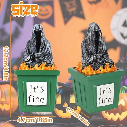 TTDOM Grim Reaper Statue Gothic Decor Dumpster Fire Gifts for Coworkers Boss Gifts Housewarming Gifts Bookshelf Decor for Home Office - Thumbnail 4