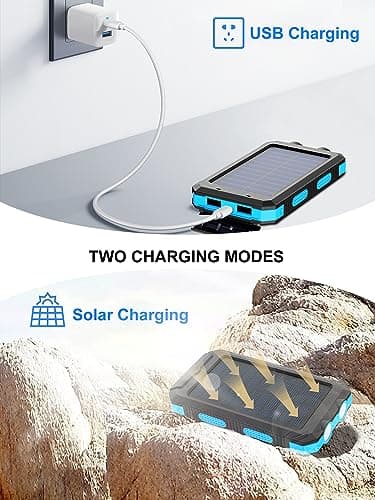 Solar Charger, 38800mAh Solar Power Bank, Waterproof External Backup Battery Power Pack with USB C Input/Output/LED Flashlights Compatible with iPhone, Samsung, iPad, Suitable for Outdoor, Camping - Thumbnail 4