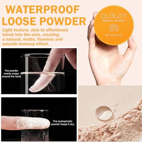Loose Face Powder, Mineral Powder SPF 30, Setting Powder with Powder Puff, Oil Control, Buildable Coverage, Natural Matte Finish, Powder Sunscreen for Face & Scalp (Medium) - Thumbnail 6