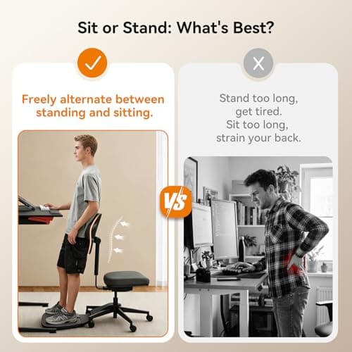 Newtral Standing Desk Chair, Standing Mate Chair for Sit-Stand, Ergonomic Leaning Perch Chair with Anti-Fatigue Mat, Standing Stool, Saddle Chair, Height Adjustable Home Office Posture Seat-MT-L-DG - Thumbnail 2