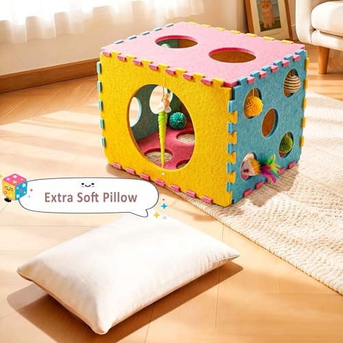 MOYMO 41 Pcs Interactive Cat Toys for Indoor Cats, Kitten Toys with Soft Pillow, Catnip Toys, Chew Rope, Feather Wand, Springs and Balls for Indoor Kittens - Thumbnail 6