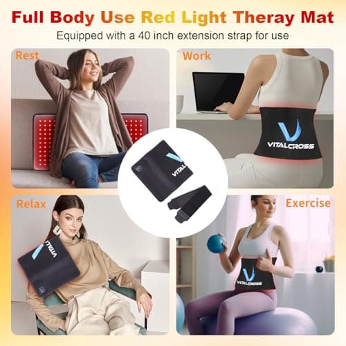 VITALCROSS Large Red Light Therapy Pad for Body 24"x12", 660nm & 850nm Near Infrared Light Therapy Mat 35w with 10-90min Timer Setting for Back, Waist, Shoulder & Joints Alleviate Discomfort - Thumbnail 4