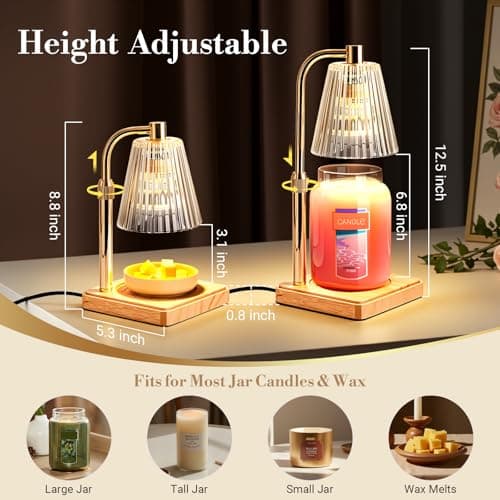 Marycele Candle Warmer Lamp with Timer, Wax Melt Warmer for Jar Candles, Christmas Birthday Gifts for Women Mom Sister Friend, House Warming Gifts for New Home Apartment Decor, Vintage Clear - Thumbnail 2