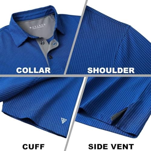 M MAELREG Mens Golf Shirt Short Sleeve Dry Fit Performance Pocket Casual Jacquard Collared Polo Shirts for Men Cobalt - Thumbnail 5
