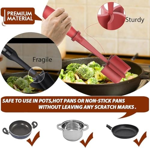 Meat Chopper for Hamburger, Premium Heat Resistant Masher and Smasher for Ground Beef, Ground Turkey and More, Nylon Ground Beef Chopper Tool and Meat Fork, Non Stick Mix Chopper (red (color)) - Thumbnail 5