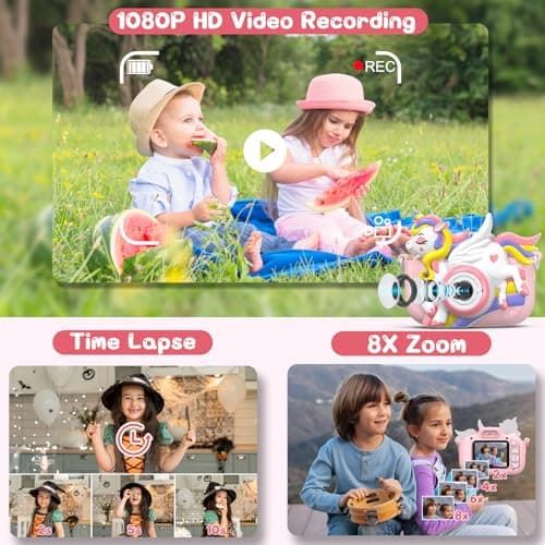 Kids Camera Toys for Girls Boys 3-12 | Toddler Camera Ideal Kids Digital Selfie Video Camera | Birthday Easter Gift for 4 5 6 7 8 9 Year Old Girls Boys | Fun Toy for Ages 3-8 - Thumbnail 4