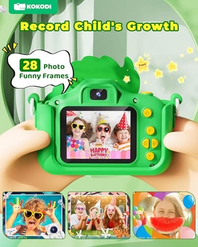 KOKODI Kids Camera Toy Digital Camera for Toddler Boys, Dinosaurs Birthday for Boys Age 3-10, 1080P HD Video Camera for Toddler, Kids Toys for 3-9 Year Old Kid with 32GB SD Card - Thumbnail 3