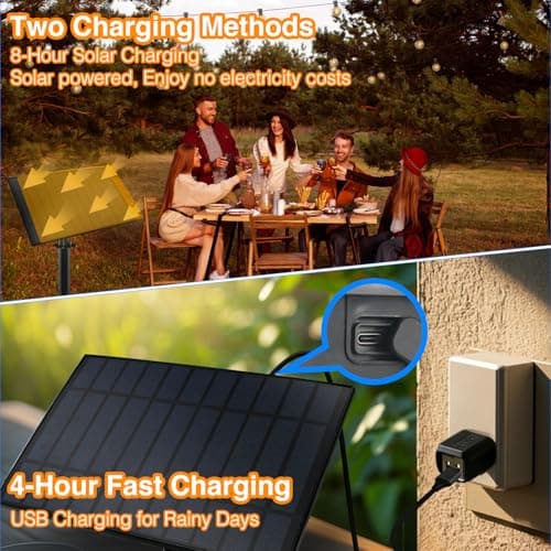 DAYBETTER 100FT Solar String Lights Outdoor Waterproof with Remote,50 LED Bulbs Dimmable&Timer,Patio Lights Solar Powered, Weather Resistant for Patio, Garden, Yard, Pathway - Thumbnail 6