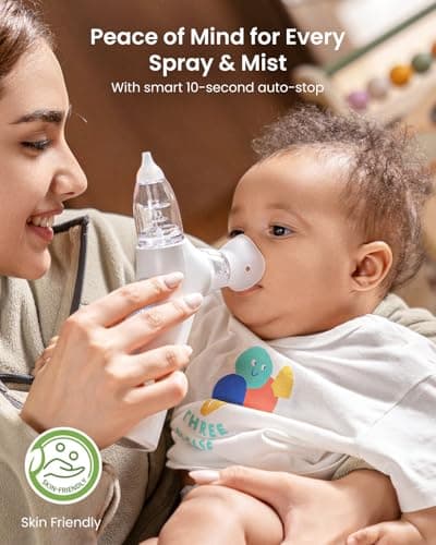 GROWNSY SniffEase Spa 3-in-1 Nasal Aspirator for Baby – Spray, Suction & Mist, Hospital-Grade Powerful Electric Nose Suction with Soothing Light & Music, Larger Chamber (Grey) - Thumbnail 6