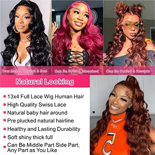 Aaliweya Reddish Brown Lace Front Wigs Human Hair 13x4 Body Wave HD Lace Frontal Wigs for Women Pre Plucked 180 Density Glueless Copper 33b Colored Wig Super Soft 18Inch - Thumbnail 4