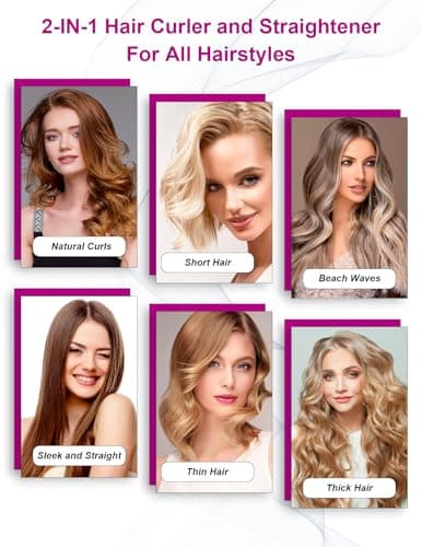 LANDOT Hair Straightener and Curler 2 in 1 – Twist Ceramic Flat Curling Iron for Straighten & Curl Hair, Dual Voltage, Fast Heat Up, 12 Adjustable Temps 250-450℉ Fit All Hair Types, Rose Gold, 1 inch - Thumbnail 6