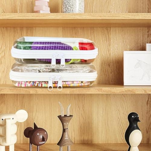 6PCS Clear Hard Shell Zippered Case,Professional-Plastic Clear Zipper Pencil Case,Small Double Zippered Toy Storage Organizer Bags for Craft,Toiletry Zipper Pouch,Travel Organizer,Cosmetic Bag - Thumbnail 6