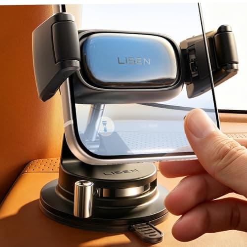 LISEN Suction Phone Mount, [Industry First] Auto-Adjusting Phone Holder Suction, Easy One Touch Suction Cup Phone Mount Cell Phone Mount Dash for iPhone 17 Pro Max 16 15 14 Galaxy S26 25 All Cases - Image 1