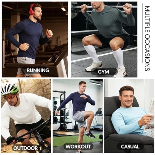 MeetHoo Long Sleeve Workout Shirts for Men Moiture Wicking T-Shirt Quick Dry Athletic Active Tees - Thumbnail 2